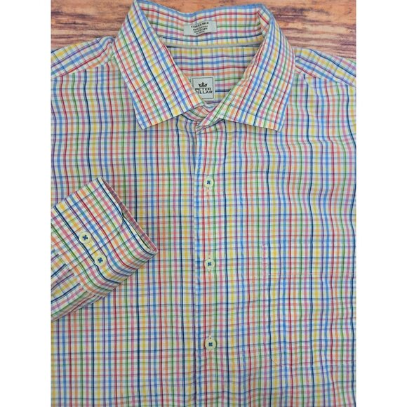 Peter Millar Crown Mens Multicolor Plaid Dress Shirt XL - Picture 4 of 6